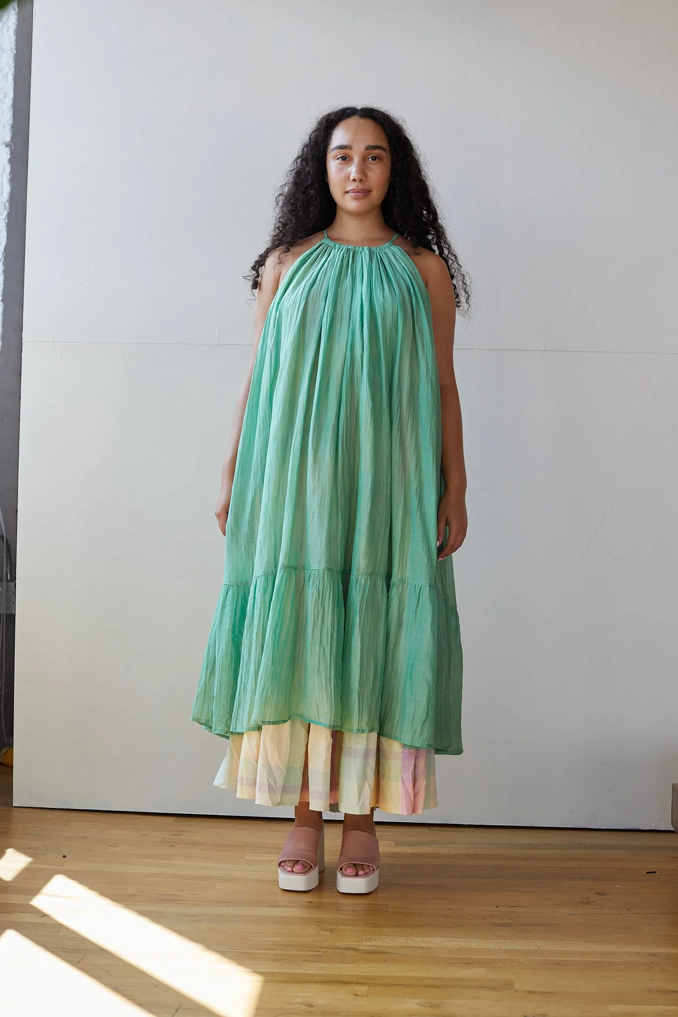 CARMEN DRESS | QUIET GREEN + SWEET DREAMS PLAID sold by Rujuta Sheth product image thumbnail 2