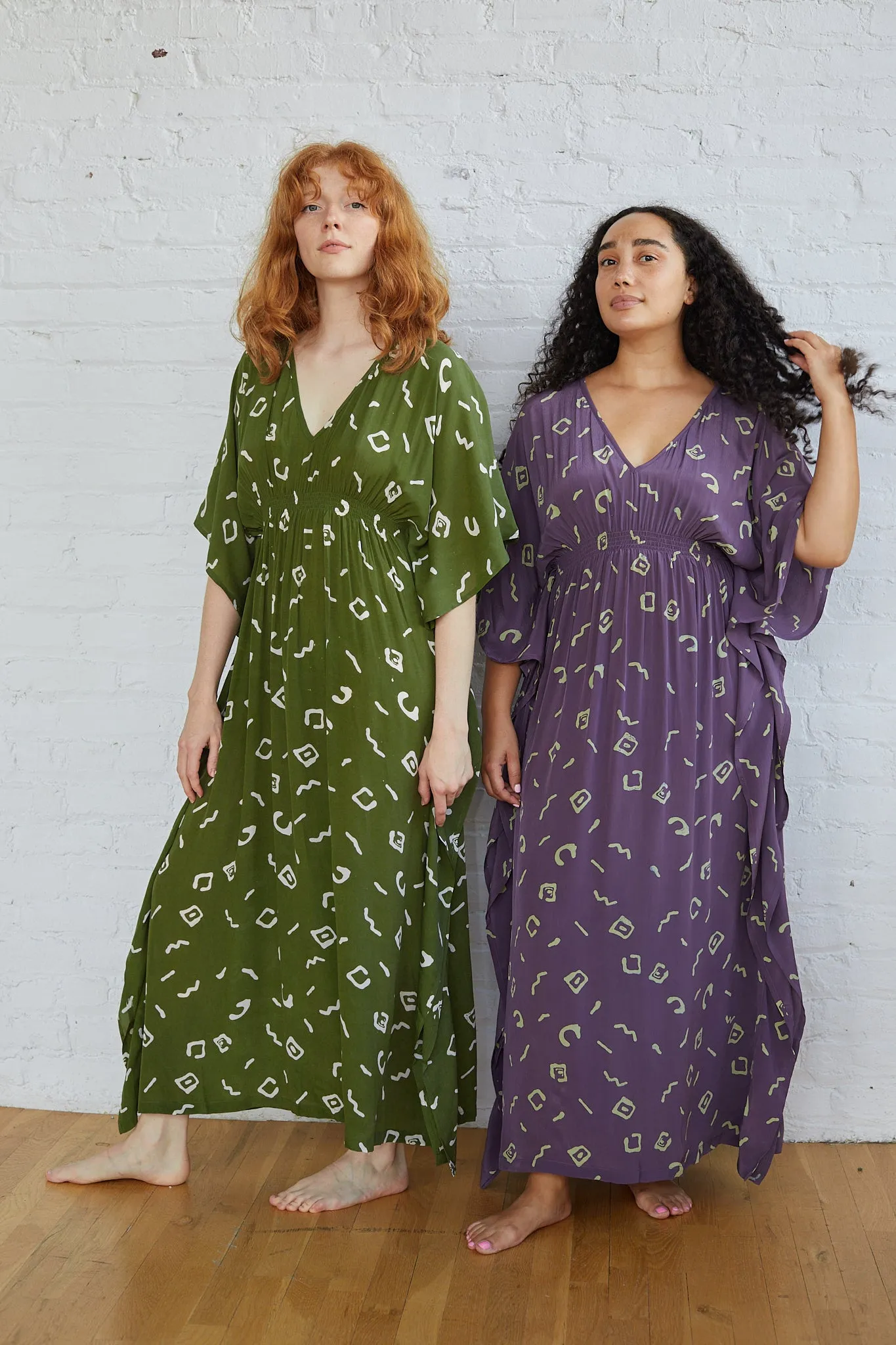 AZTEC KAFTAN DRESS | MAUVE BLOCK PRINT sold by Rujuta Sheth product image thumbnail 2