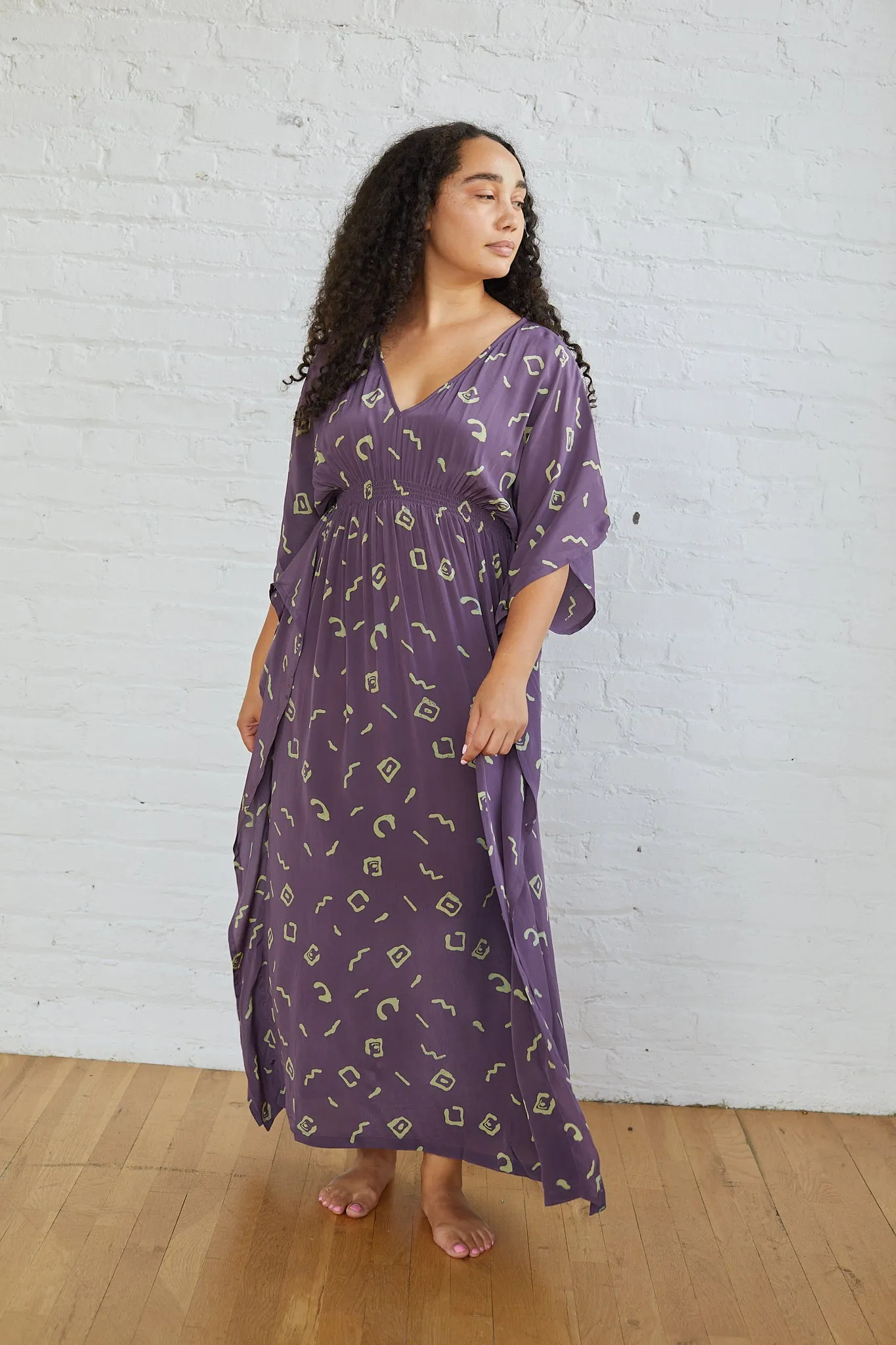AZTEC KAFTAN DRESS | MAUVE BLOCK PRINT sold by Rujuta Sheth product image thumbnail 3