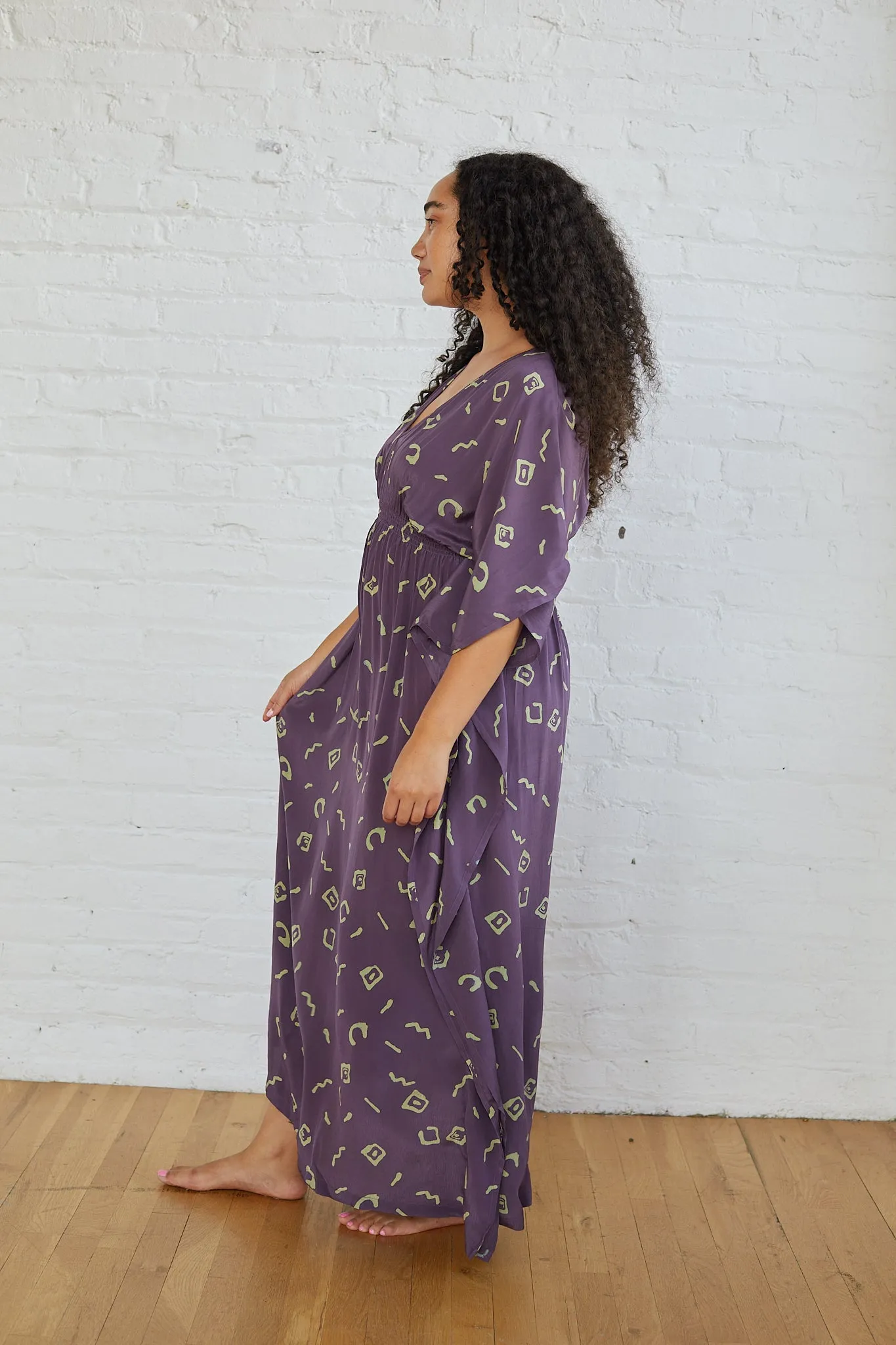 AZTEC KAFTAN DRESS | MAUVE BLOCK PRINT sold by Rujuta Sheth product image thumbnail 5