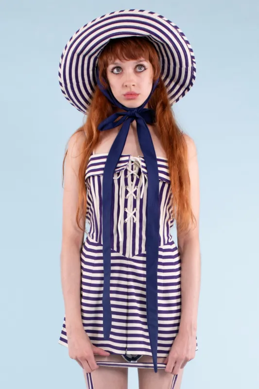 Halo Hat - Indigo/Ivory Stripe made by Samantha Pleet