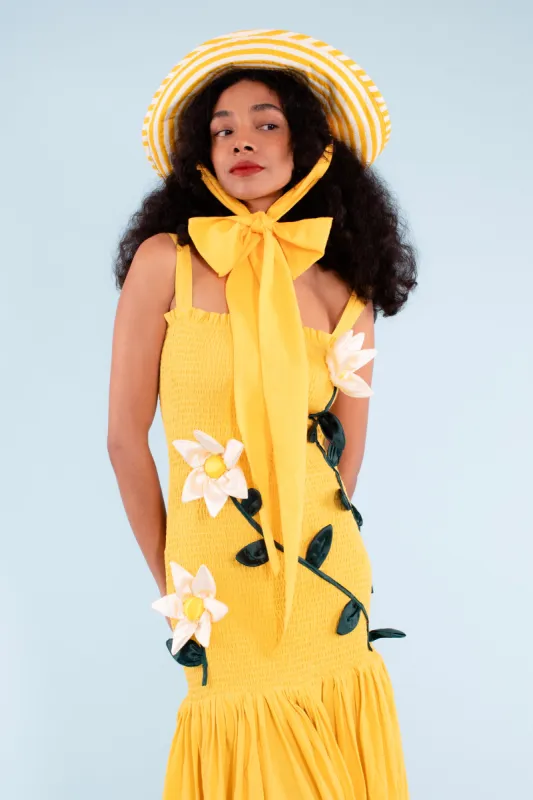 Halo Hat - Goldenrod/Ivory Stripe made by Samantha Pleet