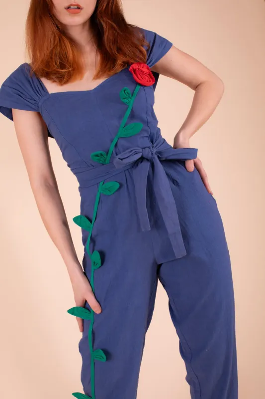 Climbing Rose Jumpsuit - Indigo made by Samantha Pleet