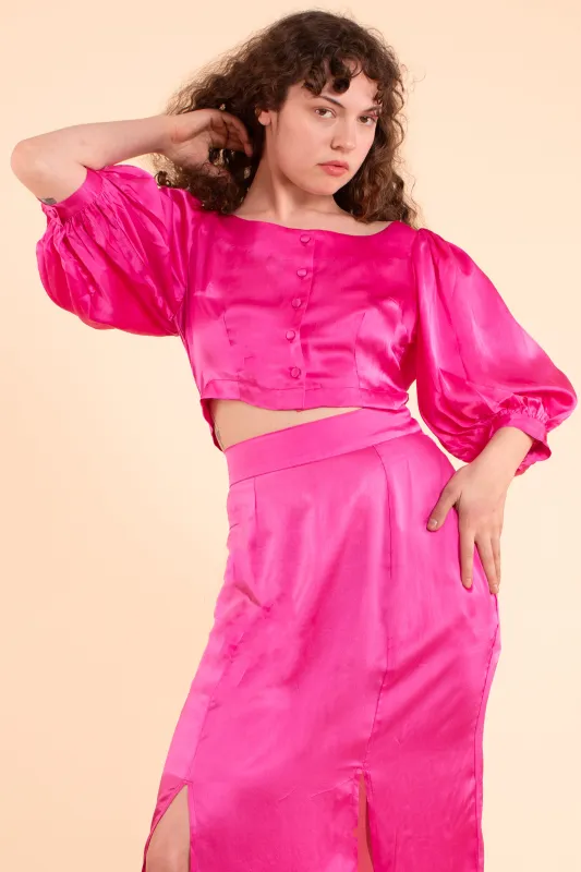 Emma Blouse - HKM - Raspberry Rose Silk sold by Samantha Pleet