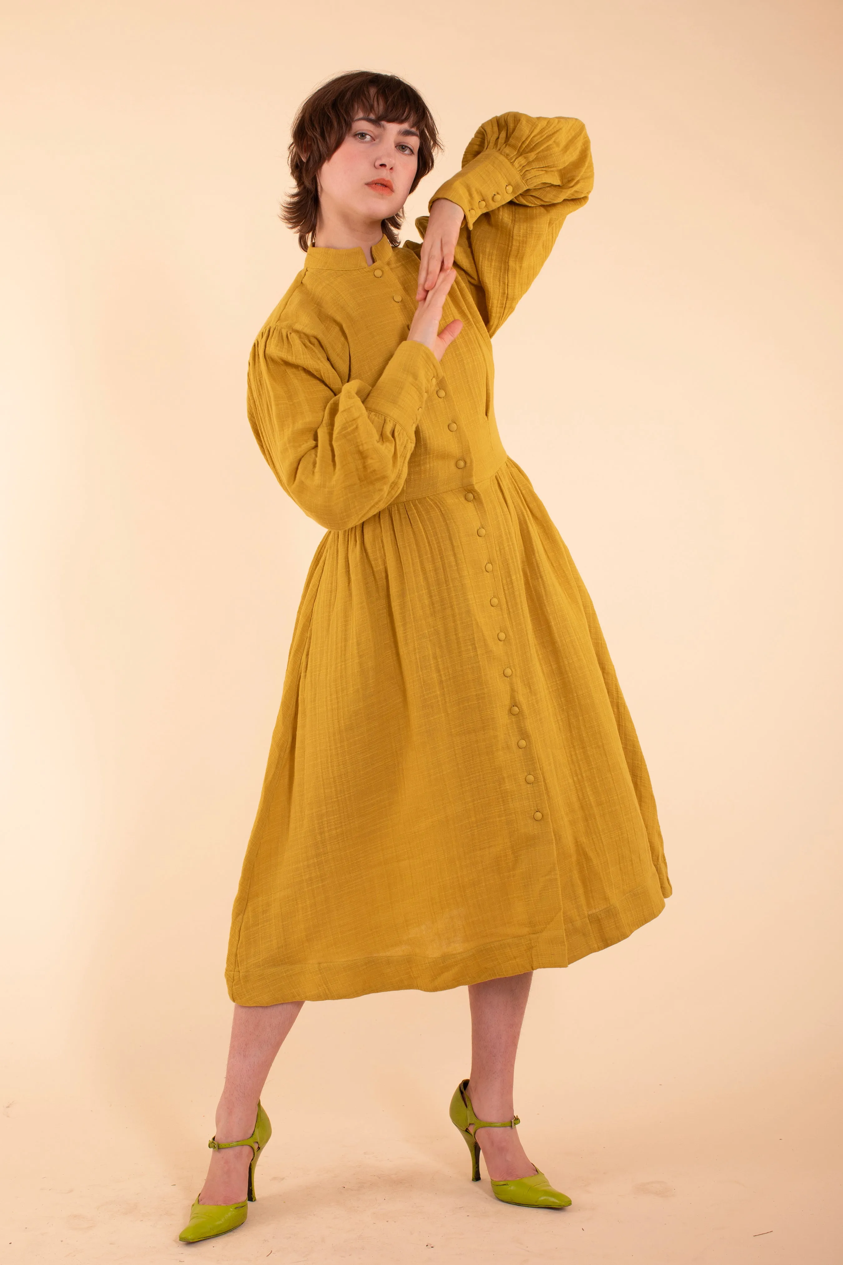 Helen Dress - HKM - Mustard Gauze sold by Samantha Pleet
