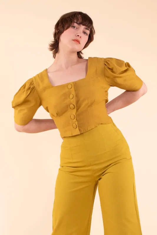 Harriet Blouse - HKM - Mustard Linen sold by Samantha Pleet