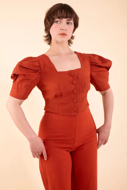 Eyre Blouse - HKM - Paprika Linen sold by Samantha Pleet