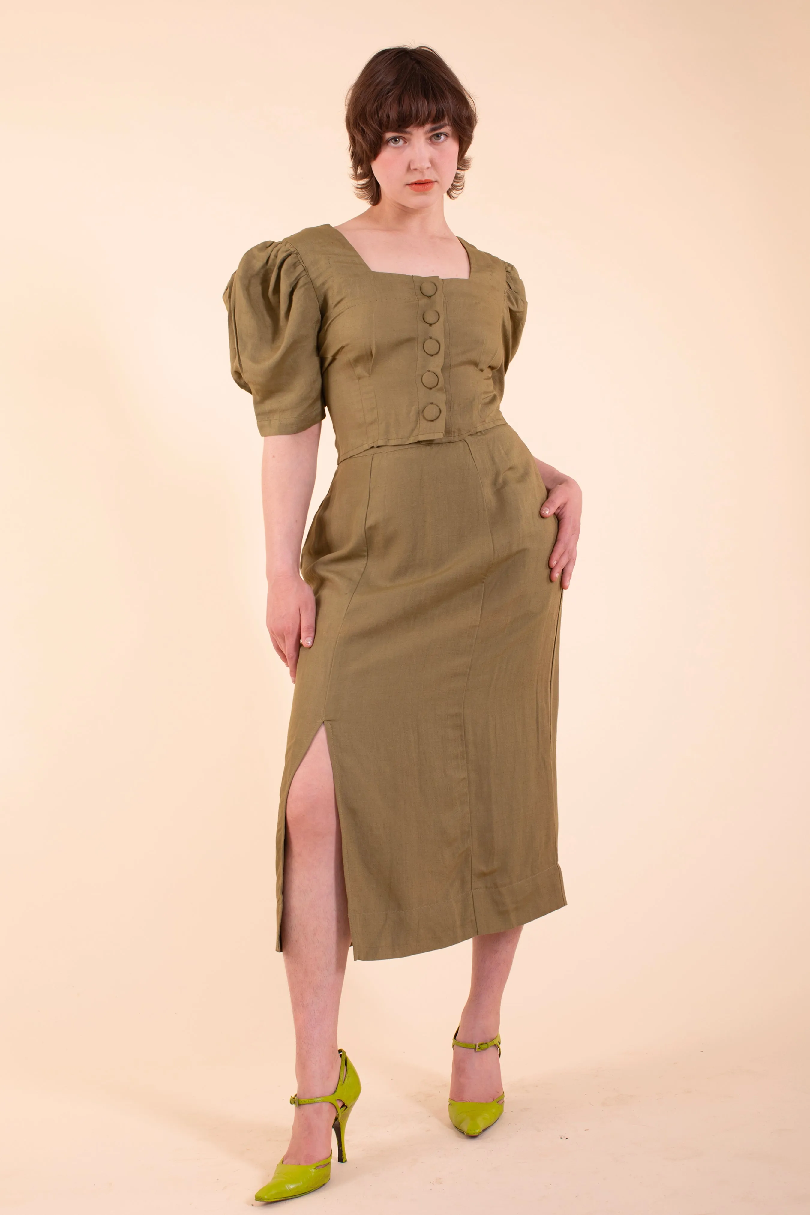 Emma Skirt - HKM - Moss Linen sold by Samantha Pleet