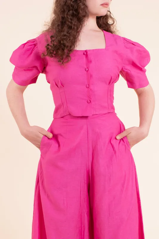 Harriet Blouse - HKM - Raspberry Rose Linen made by Samantha Pleet