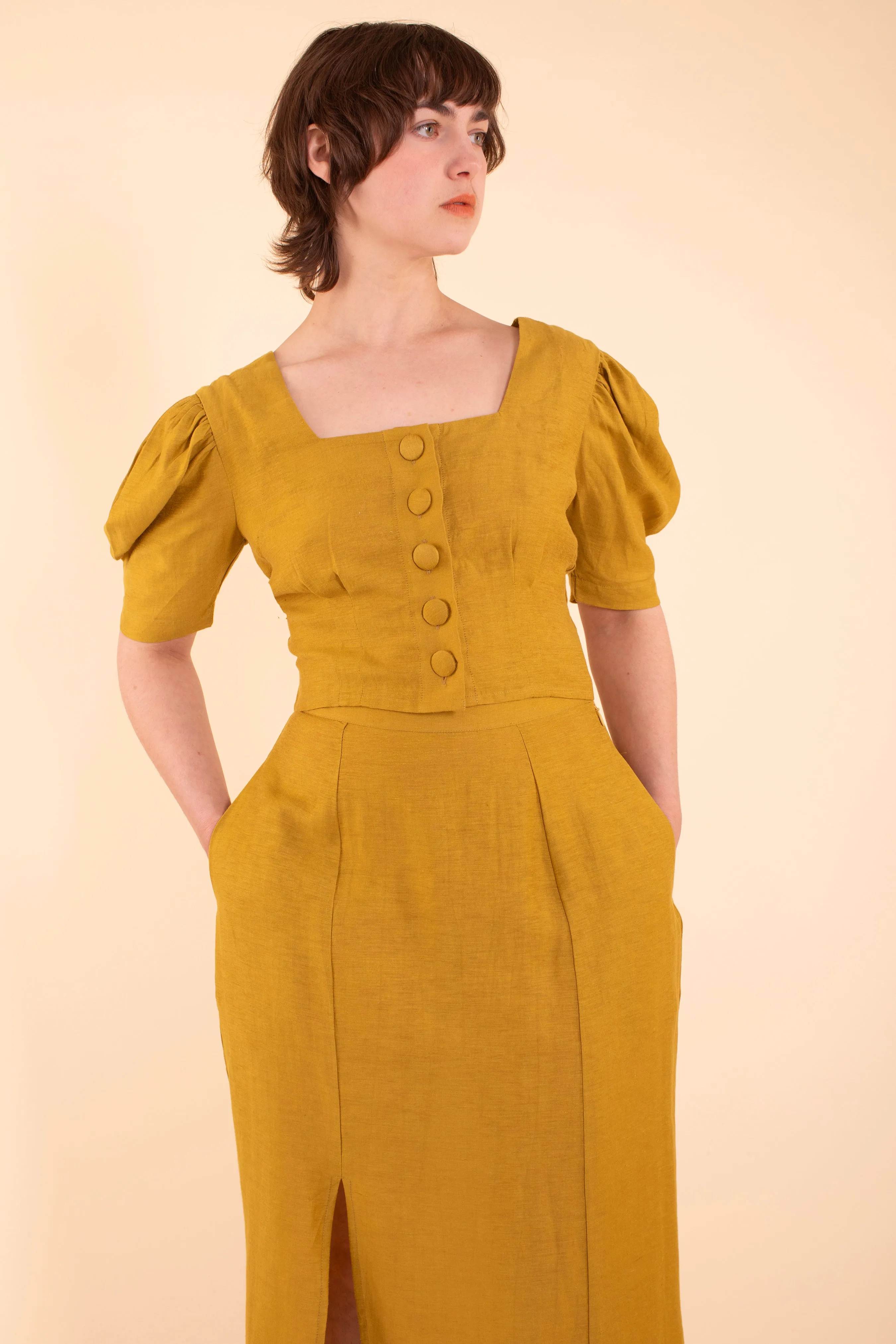Emma Skirt - HKM - Mustard Linen sold by Samantha Pleet product image thumbnail 2