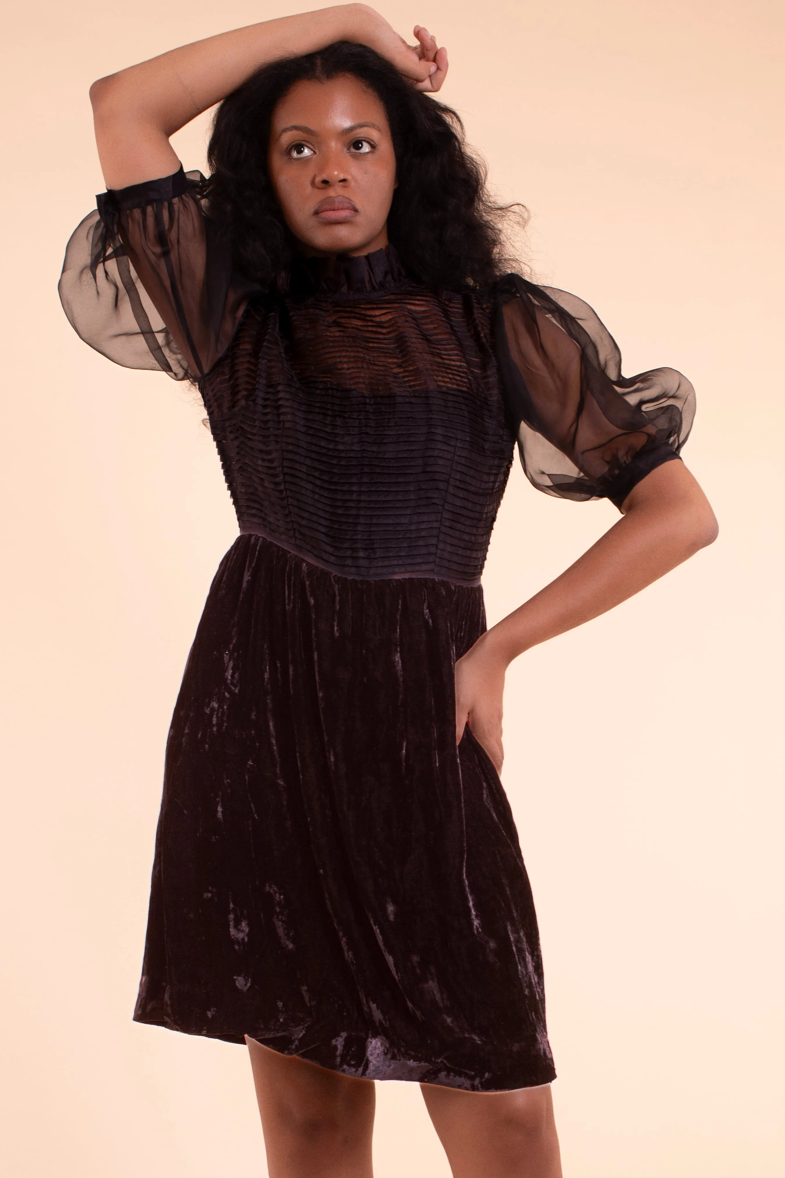 Blythe Dress - HKM - Black Silk Velvet - Sample Sale sold by Samantha Pleet
