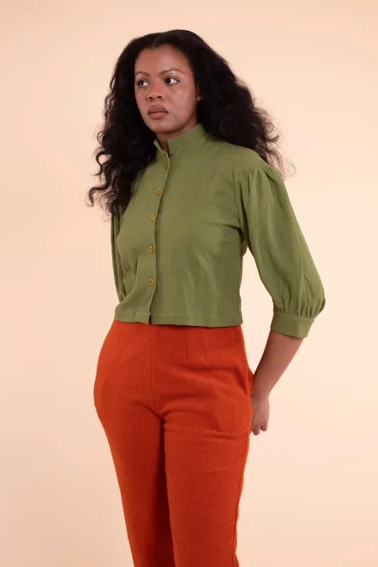 Liddy Blouse - HKM - Green Cotton sold by Samantha Pleet