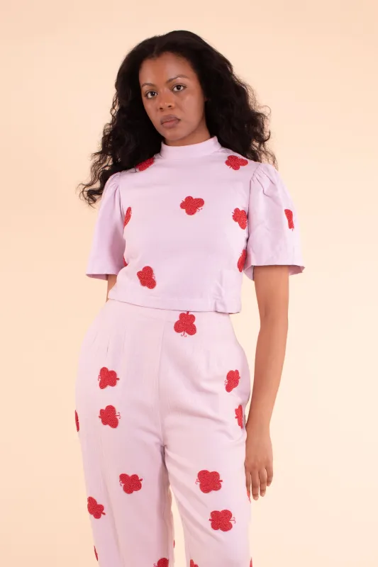 Butterfly Blouse - HKM - Lilac cotton with beads sold by Samantha Pleet