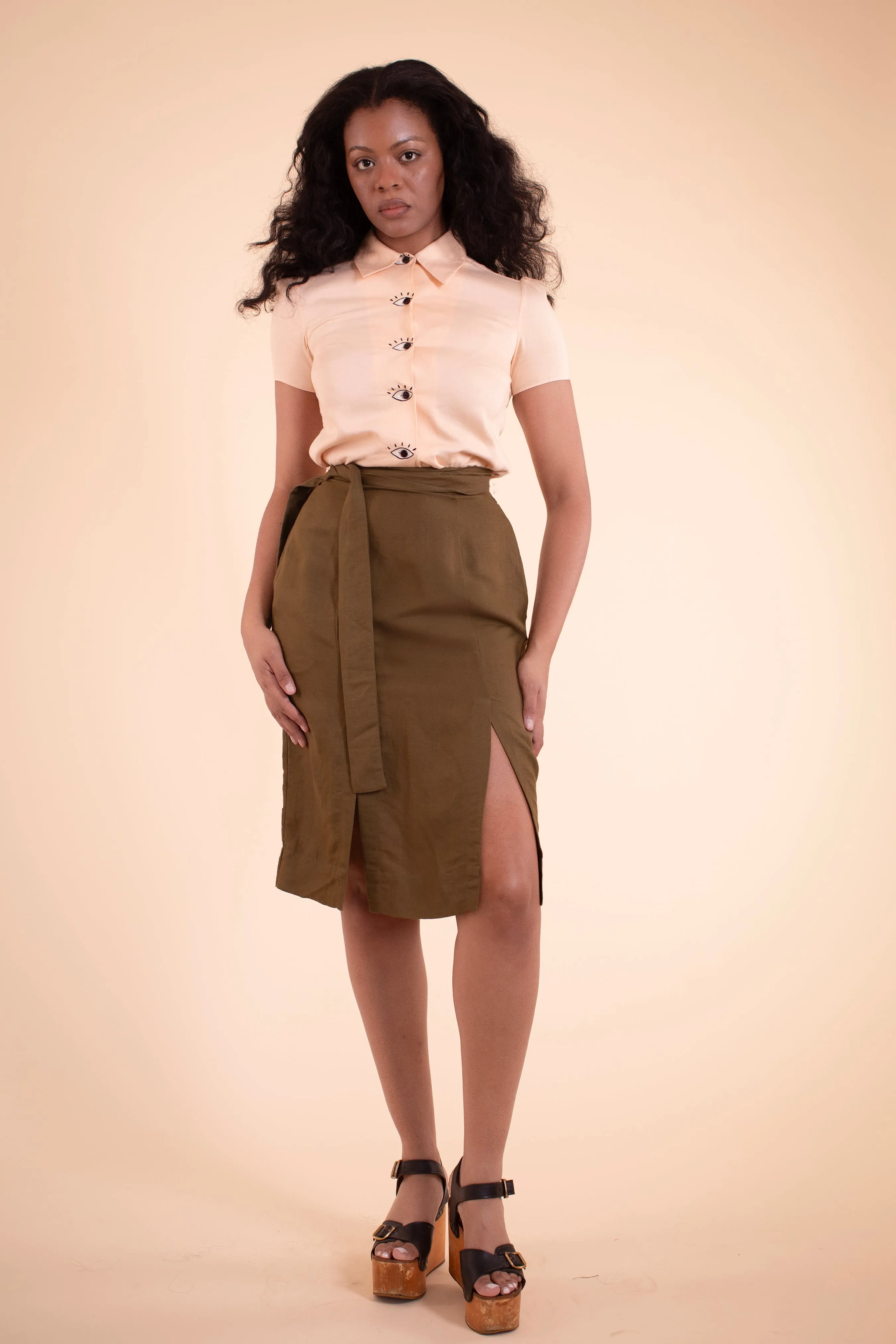 Emma Skirt - HKM - Forest Green Linen sold by Samantha Pleet