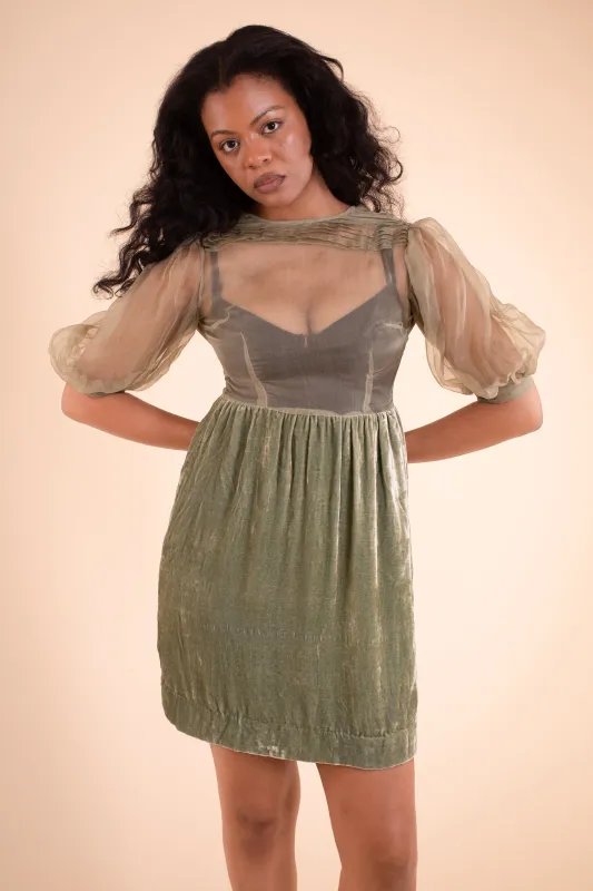 Blythe Dress - HKM - Sage Silk Velvet made by Samantha Pleet