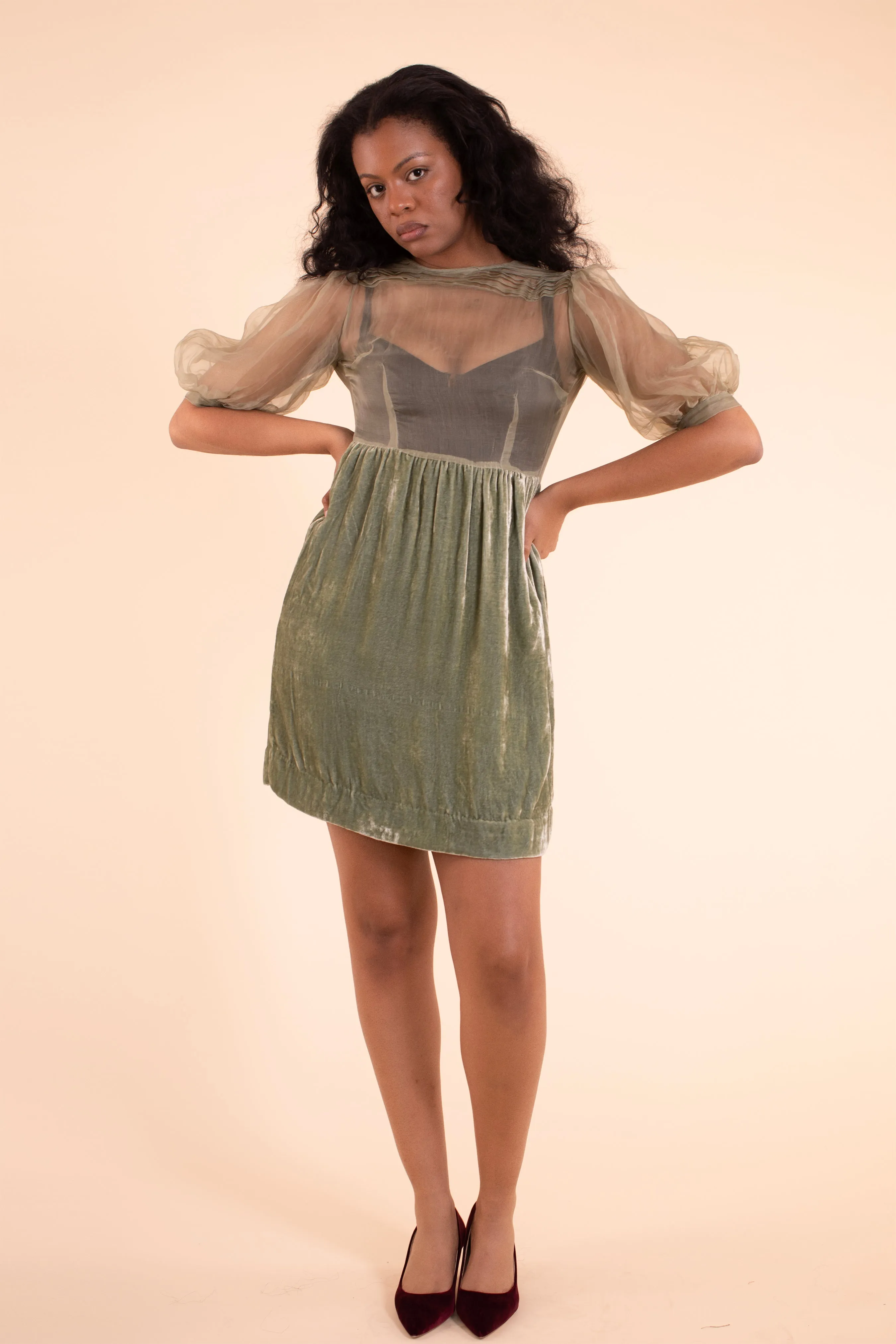 Blythe Dress - HKM - Sage Silk Velvet sold by Samantha Pleet product image thumbnail 3