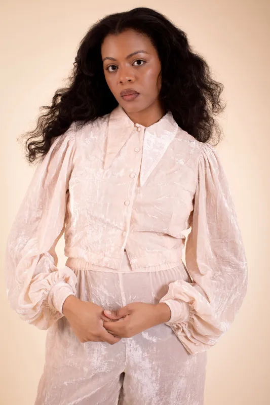 Sophie Blouse - HKM - Blush Silk Velvet sold by Samantha Pleet