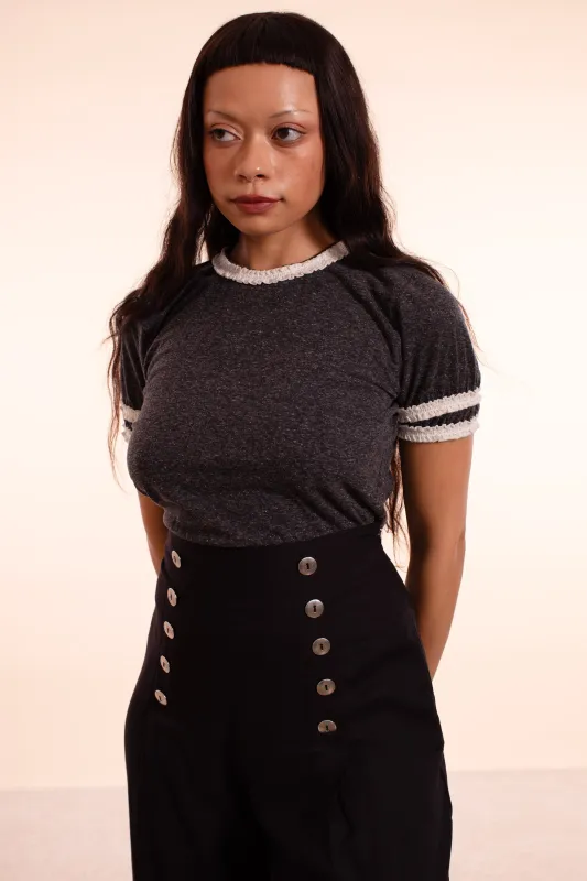Shirley Tee - One of a Kind Grey with White Ruffle made by Samantha Pleet