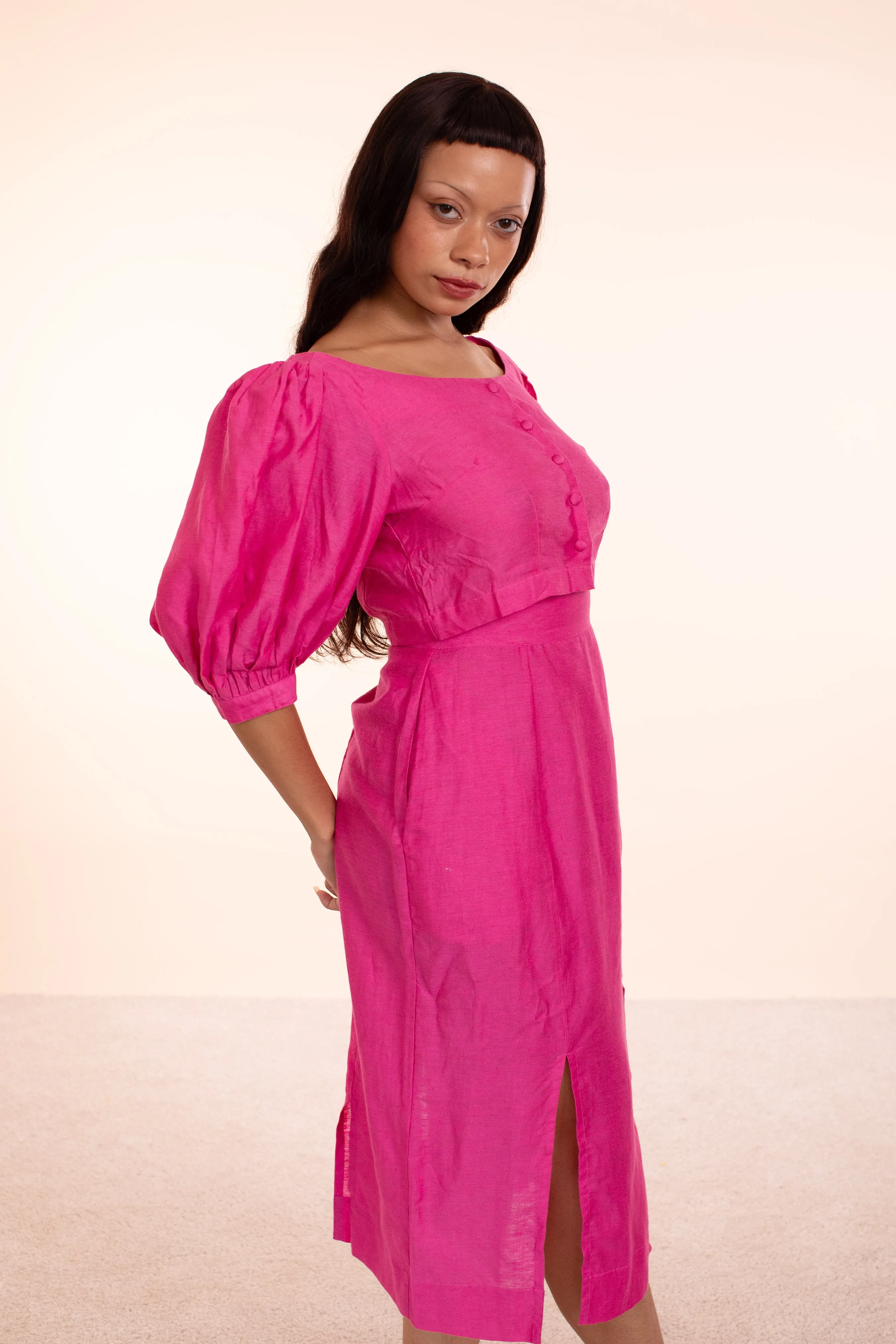 Round neck blouse- HKM - Raspberry Rose Linen sold by Samantha Pleet product image thumbnail 2
