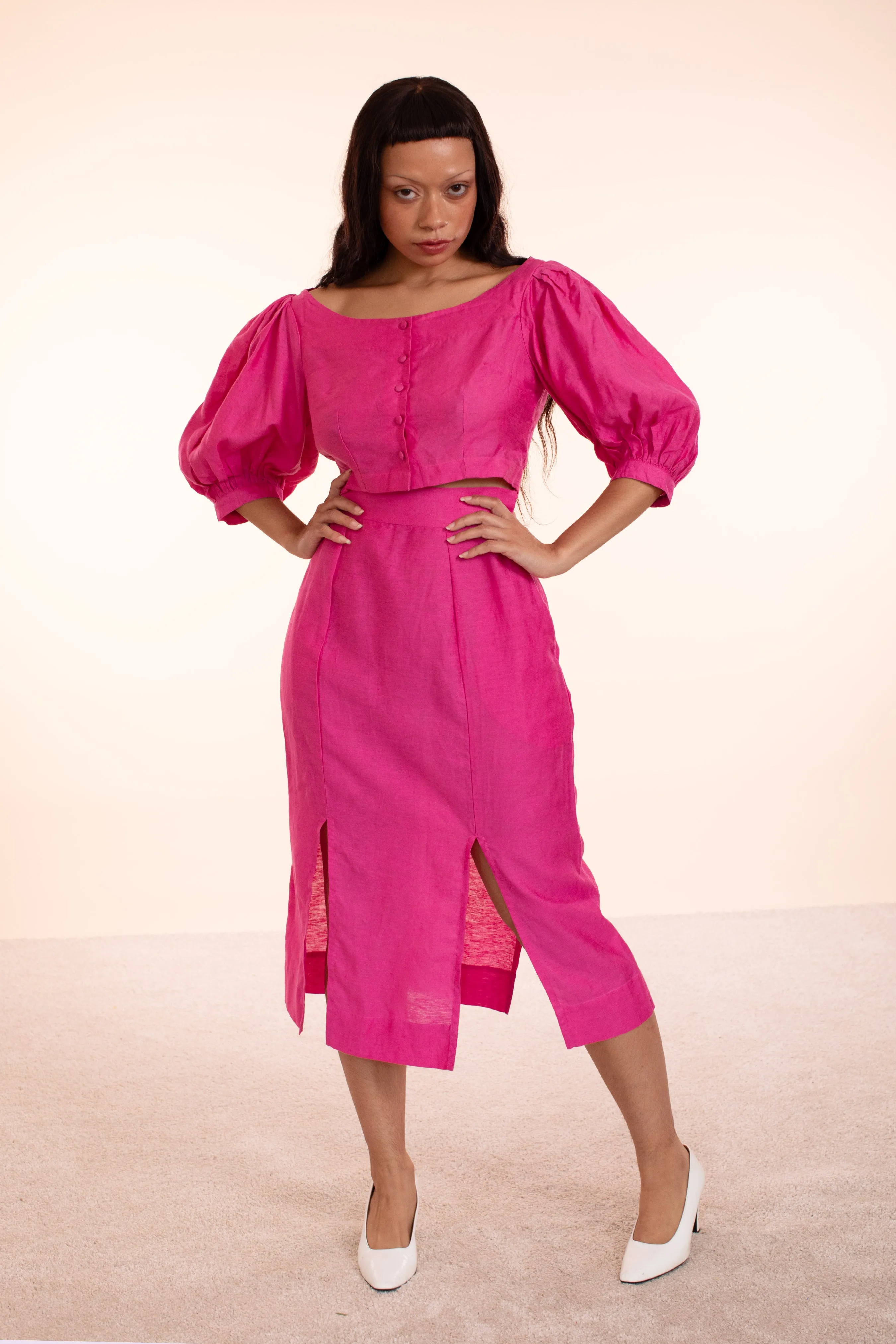 Round neck blouse- HKM - Raspberry Rose Linen sold by Samantha Pleet product image thumbnail 3