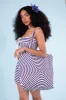 Flower Vortex Tote - Indigo/Ivory Stripe sold by Samantha Pleet