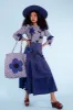 Flower Vortex Tote - Indigo/Ivory Stripe sold by Samantha Pleet