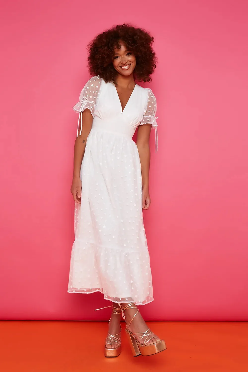 Paloma Dress - Ivory Star Midi Length sold by Molby the Label product image thumbnail 3
