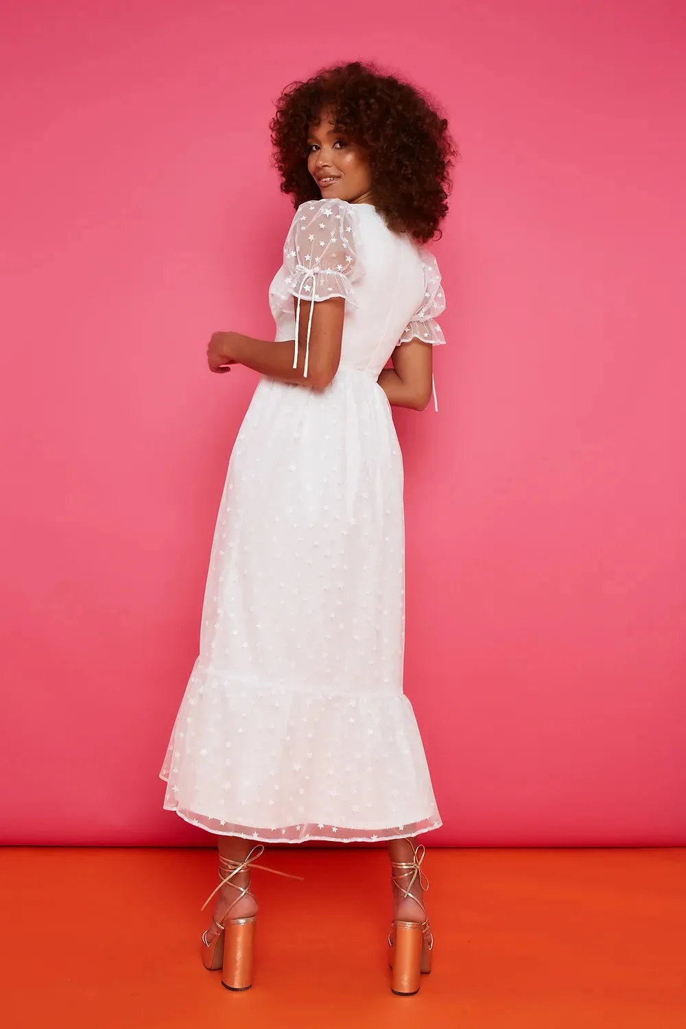 Paloma Dress - Ivory Star Midi Length sold by Molby the Label product image thumbnail 2