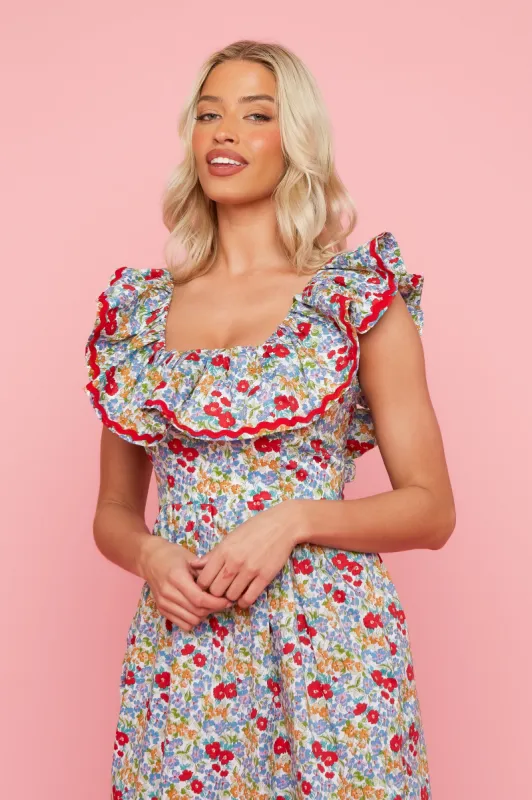 Mabel Dress - Red Floral sold by Molby the Label