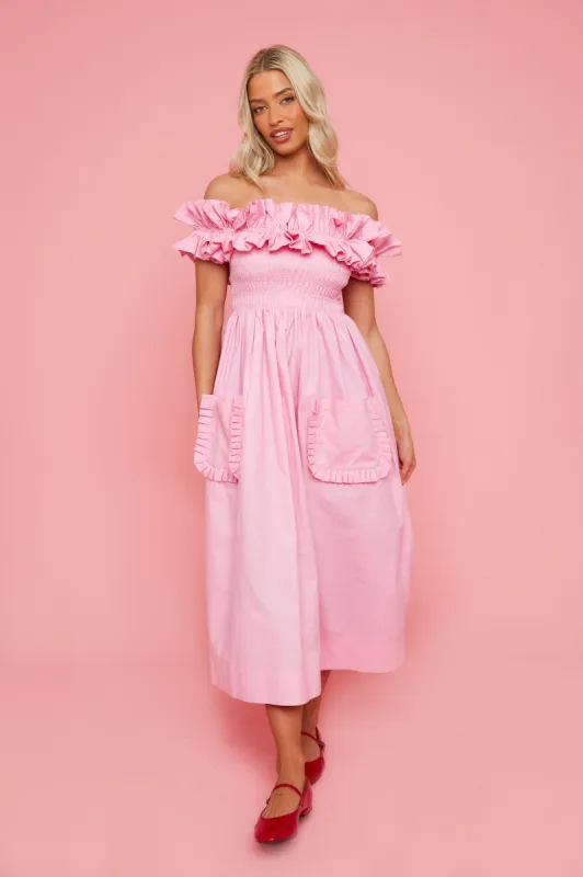 Sofia Dress - Pink Linen sold by Molby the Label