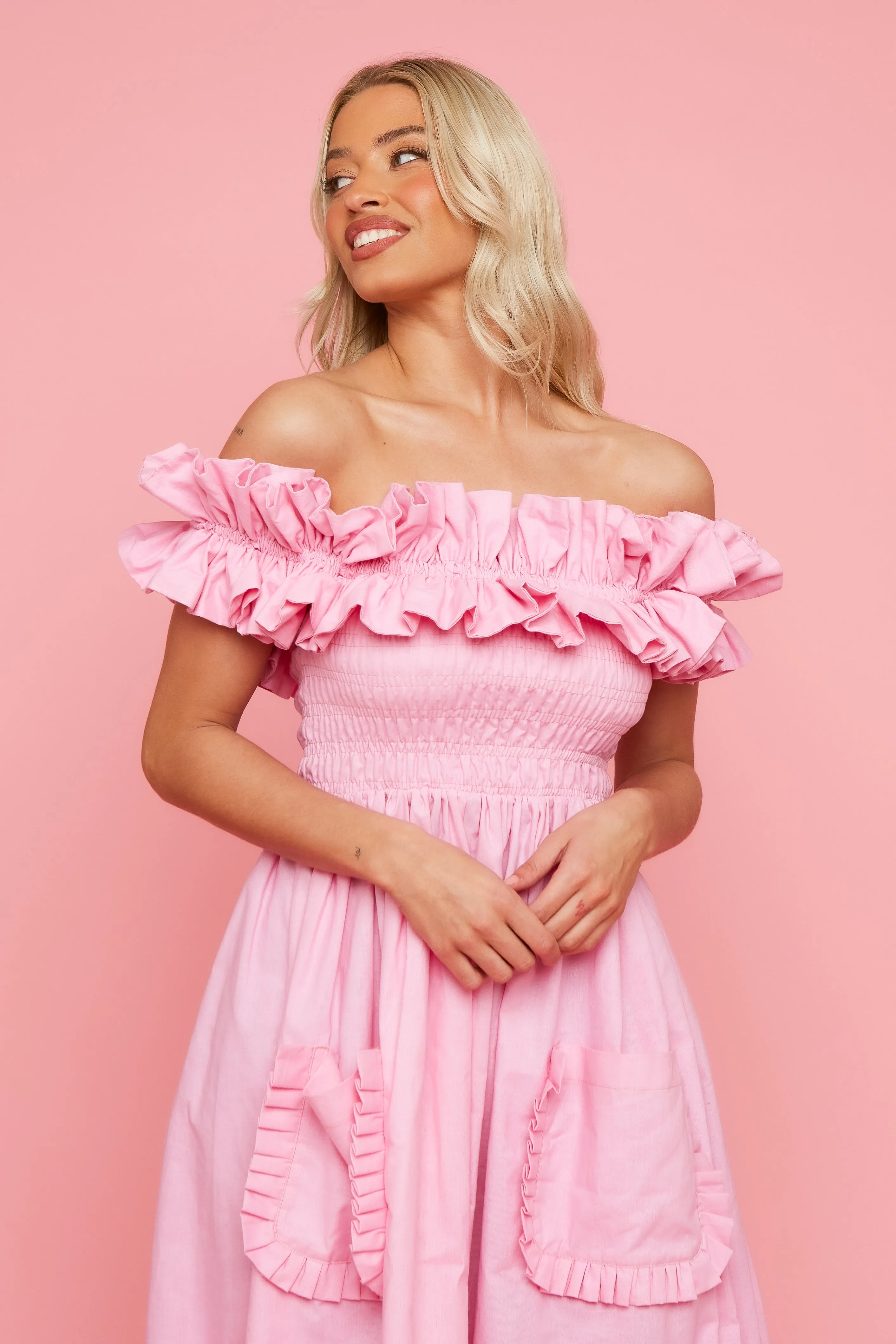 Sofia Dress - Pink Linen sold by Molby the Label product image thumbnail 3