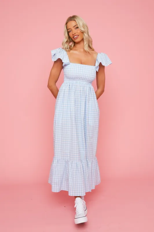 Nancy Dress - Blue Gingham STOCK sold by Molby the Label
