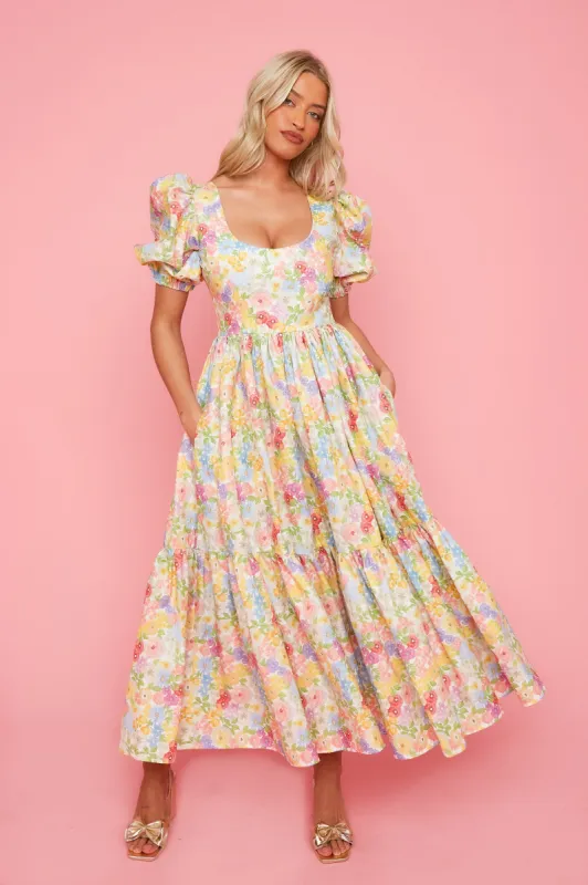 Whitney Dress - White Garden Floral STOCK sold by Molby the Label
