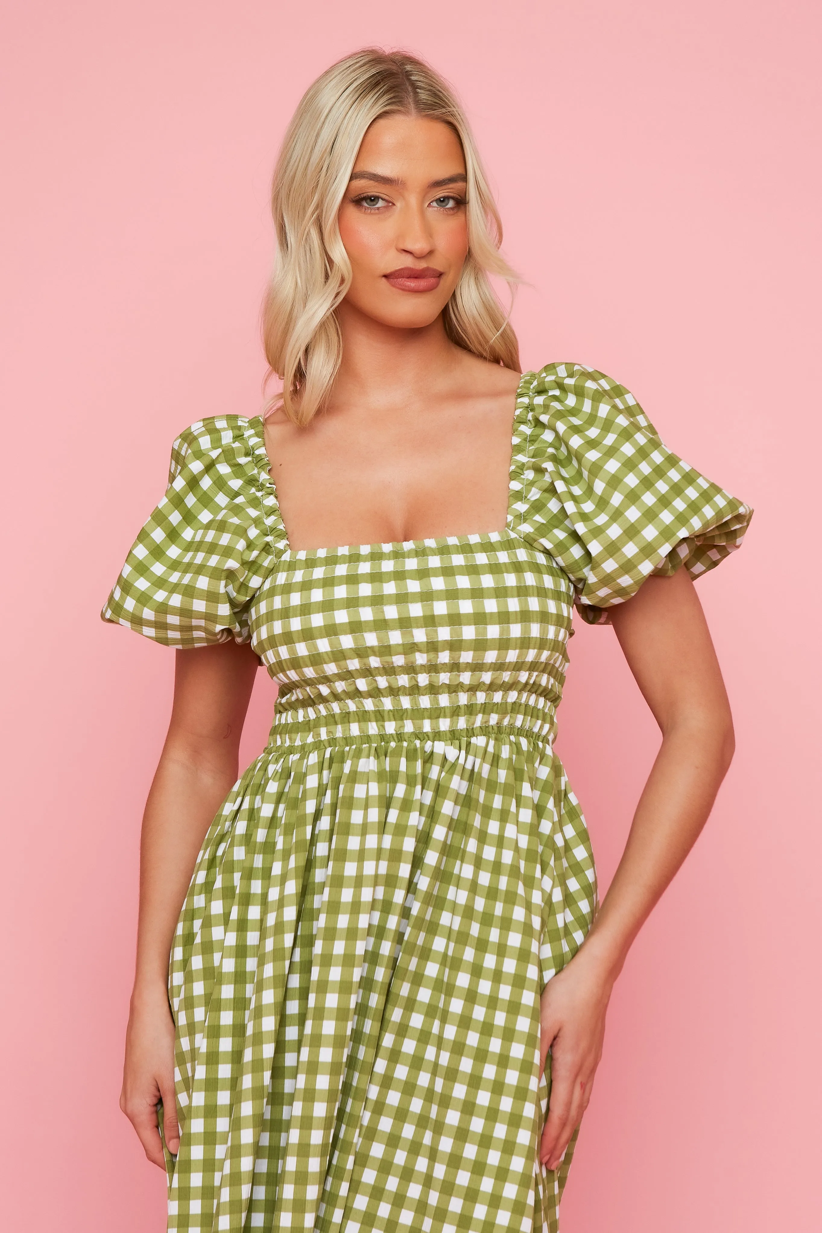 Olive Dress - Green Gingham sold by Molby the Label product image thumbnail 3