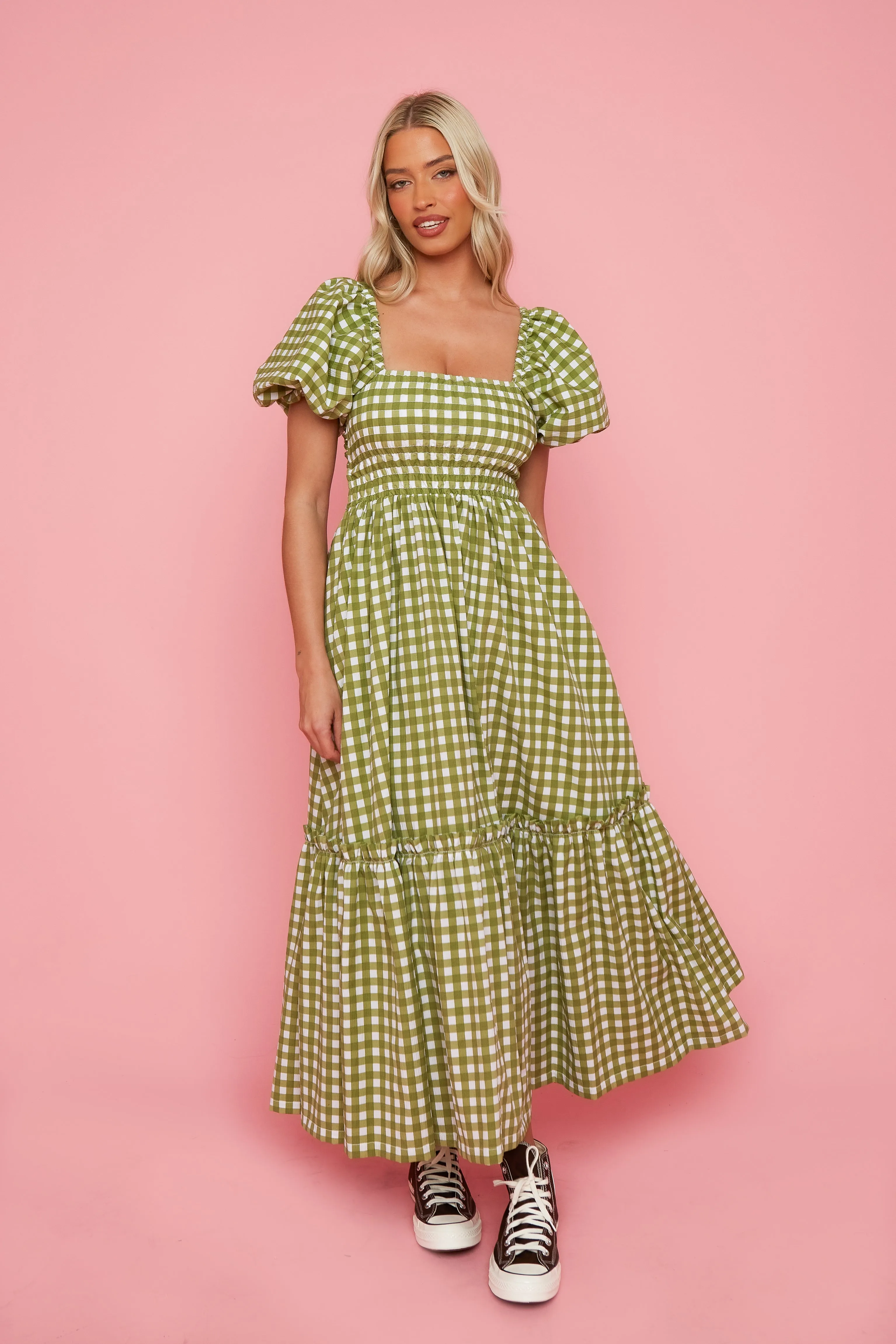 Olive Dress - Green Gingham sold by Molby the Label