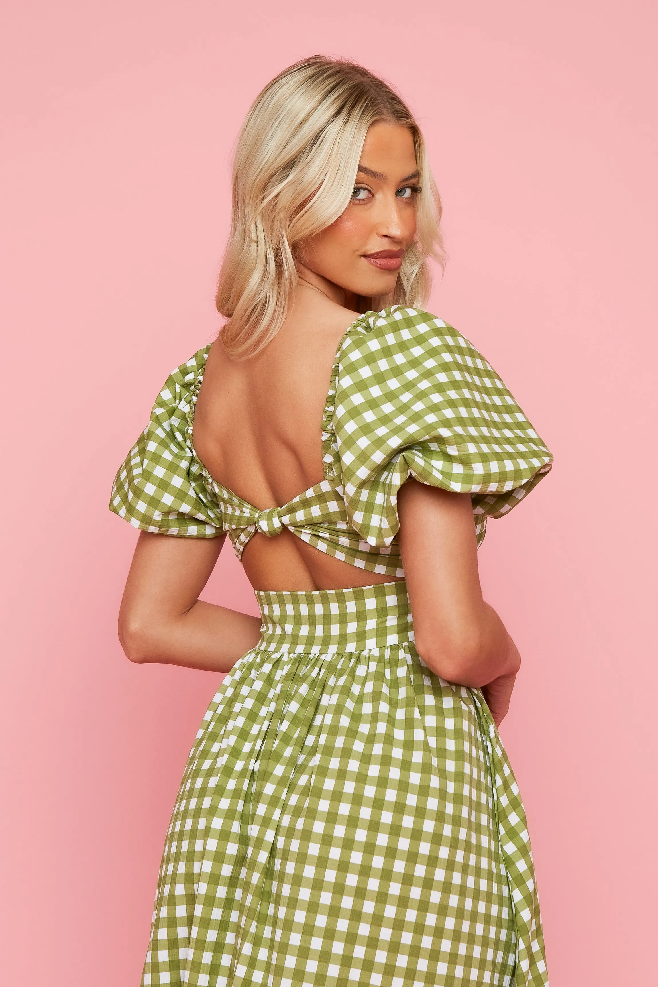 Olive Dress - Green Gingham sold by Molby the Label product image thumbnail 2