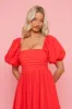 Mandy Dress - Red Seersucker STOCK sold by Molby the Label