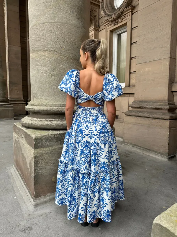 Olive Dress - Blue Baroque Print sold by Molby the Label