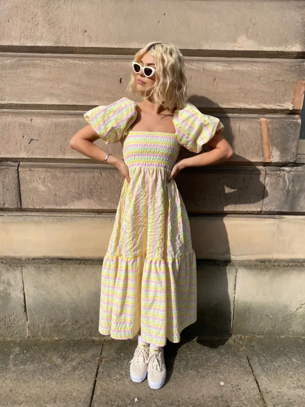 Olive Dress - Pastel Stripe Seersucker sold by Molby the Label