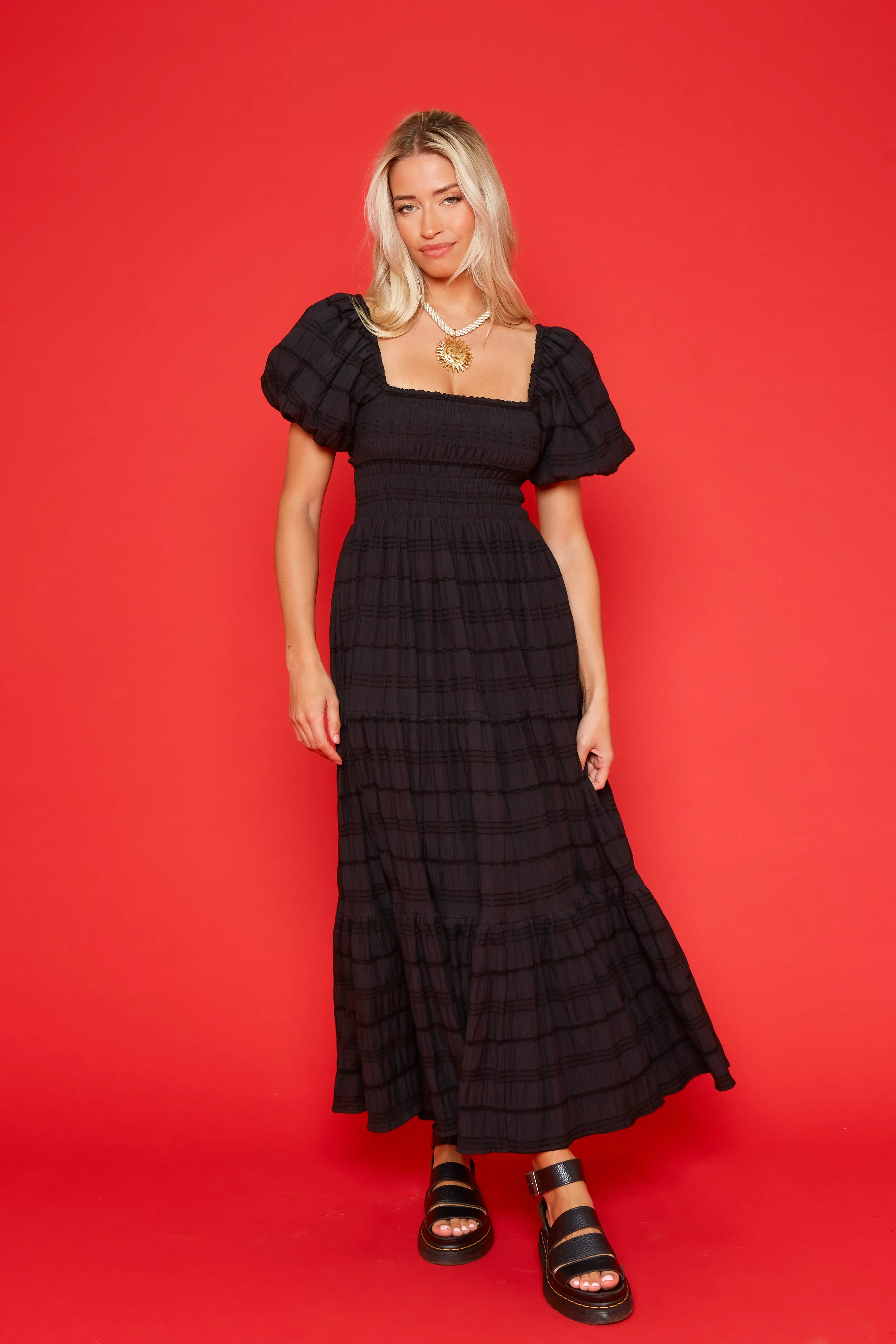 Olive Dress - Black Smocked Cotton Midi sold by Molby the Label product image thumbnail 4