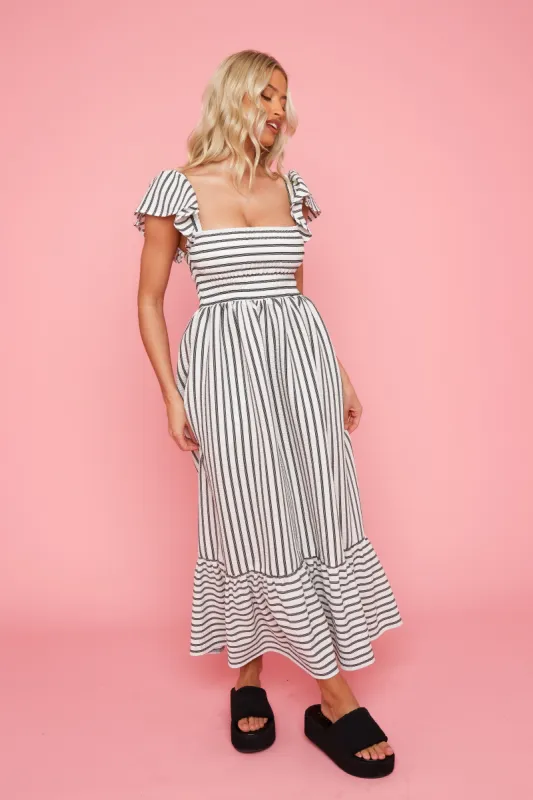 Nancy Dress - Black & White Stripe sold by Molby the Label