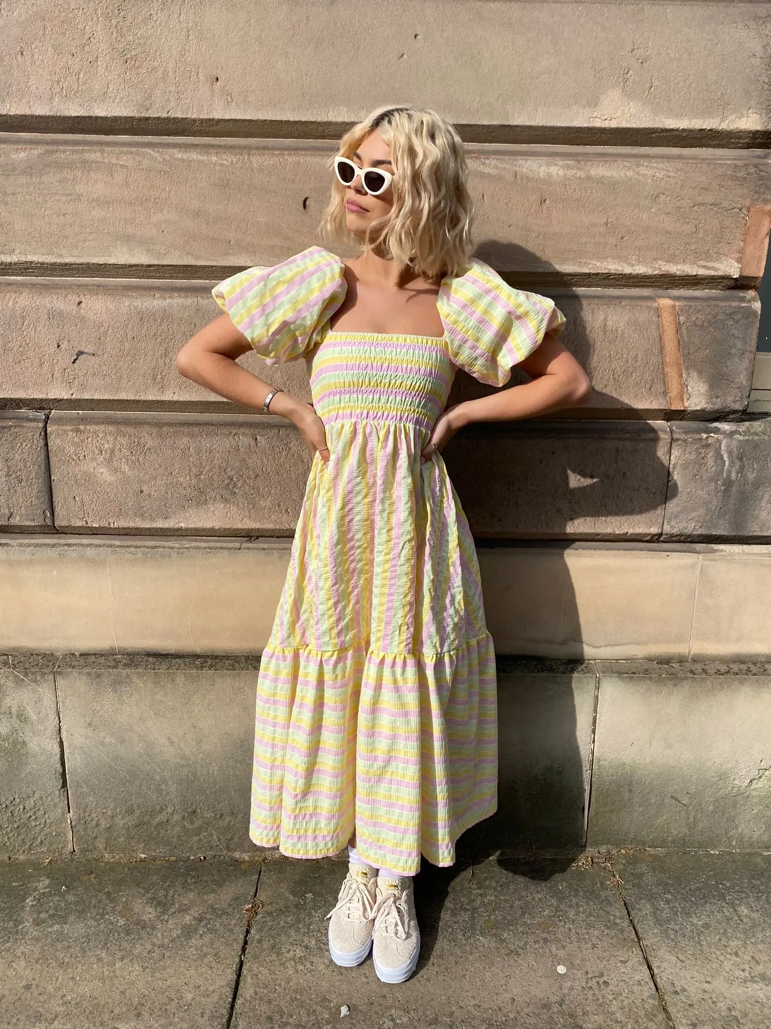 Olive Dress - Pastel Stripe Seersucker STOCK sold by Molby the Label