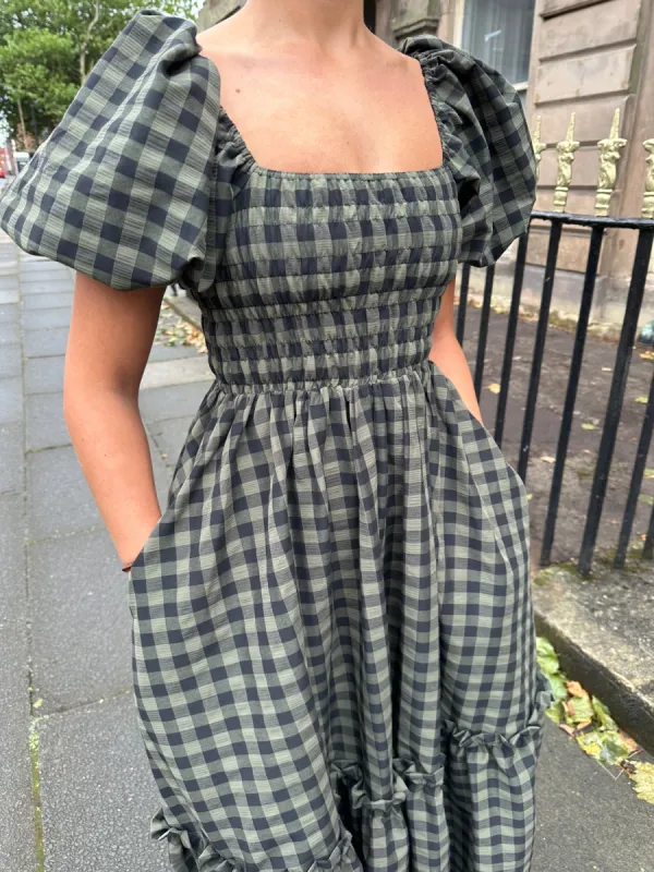 Olive Dress - Khaki Gingham sold by Molby the Label