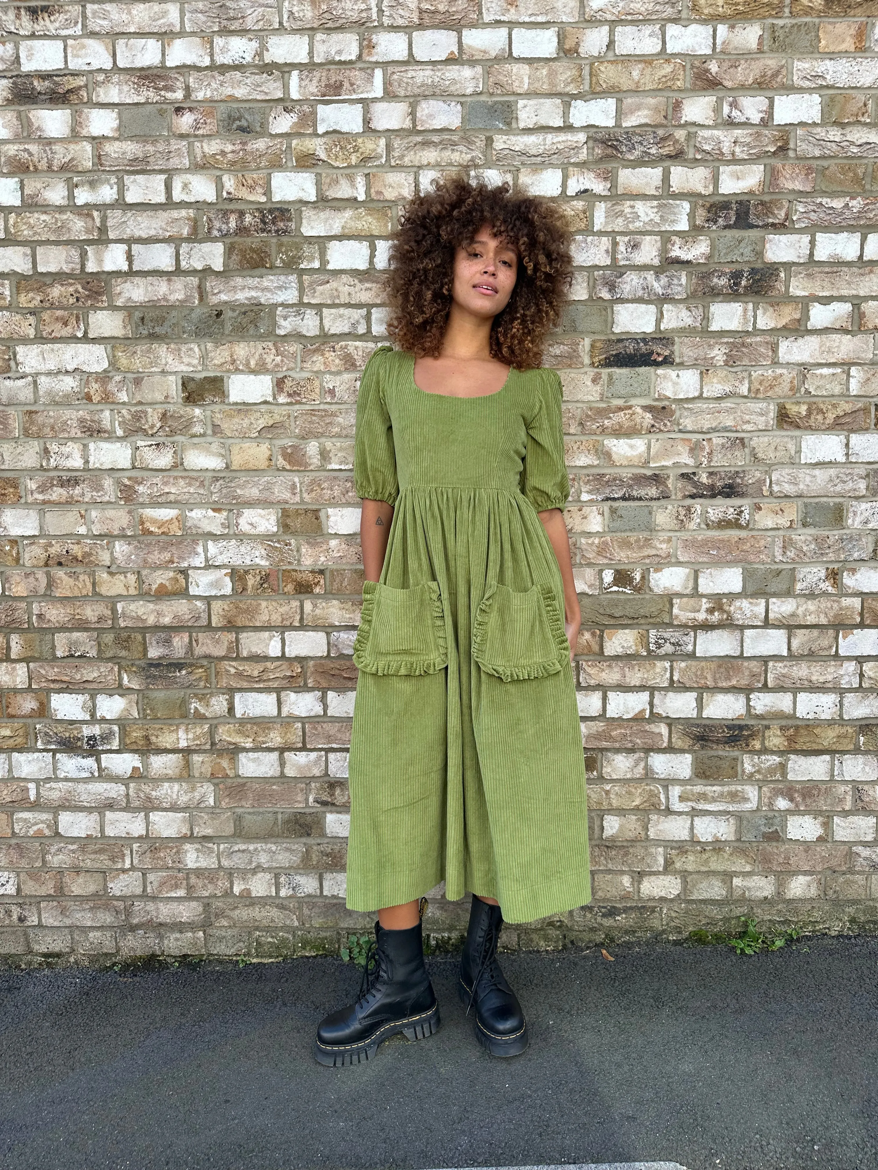Minnie Dress - Olive Corduroy sold by Molby the Label product image thumbnail 5