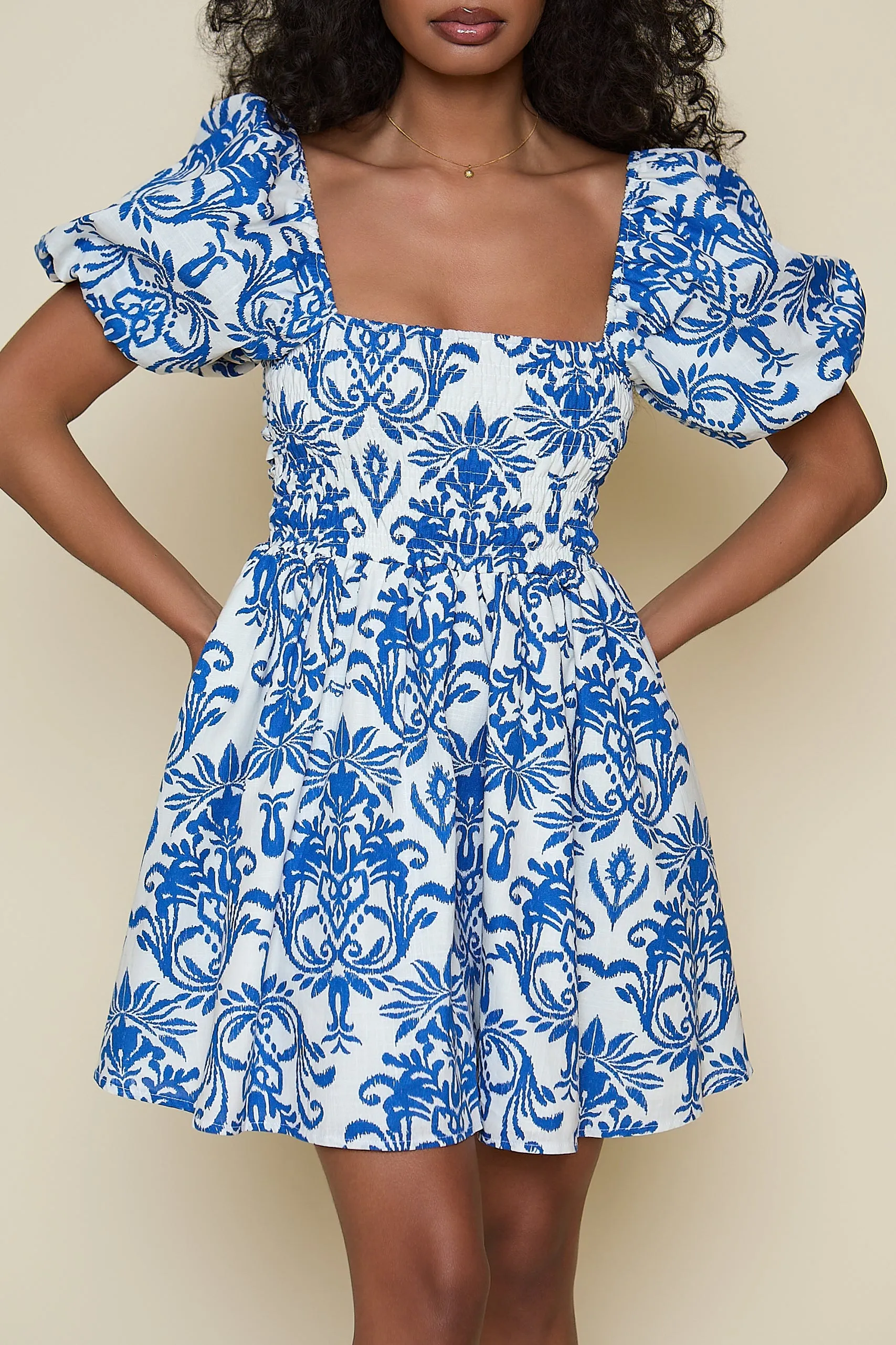 Olive Mini Dress - Blue Baroque print sold by Molby the Label product image thumbnail 5