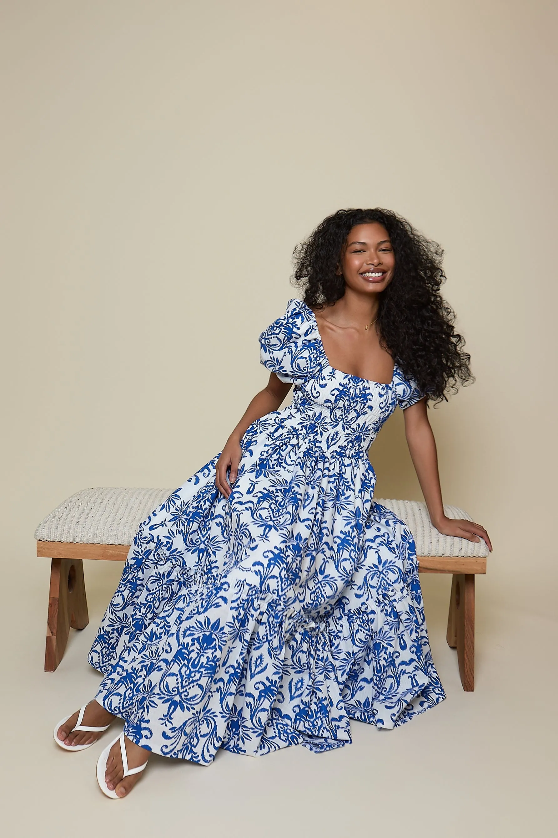 Olive Midi Dress - Blue Baroque print sold by Molby the Label product image thumbnail 5