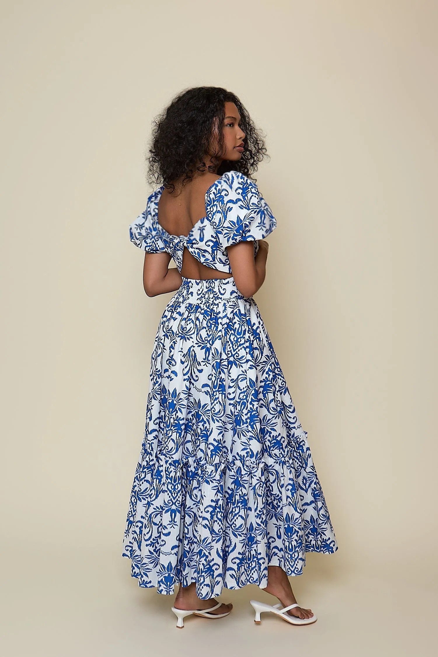 Olive Midi Dress - Blue Baroque print sold by Molby the Label product image thumbnail 4