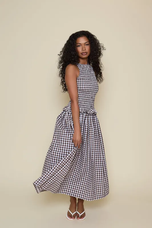 Pippa Dress - Brown Gingham sold by Molby the Label