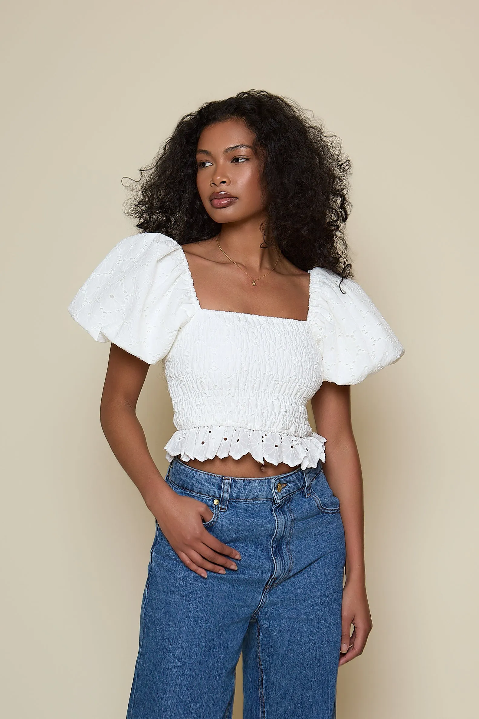 Gia Top - White Broderie sold by Molby the Label product image thumbnail 3