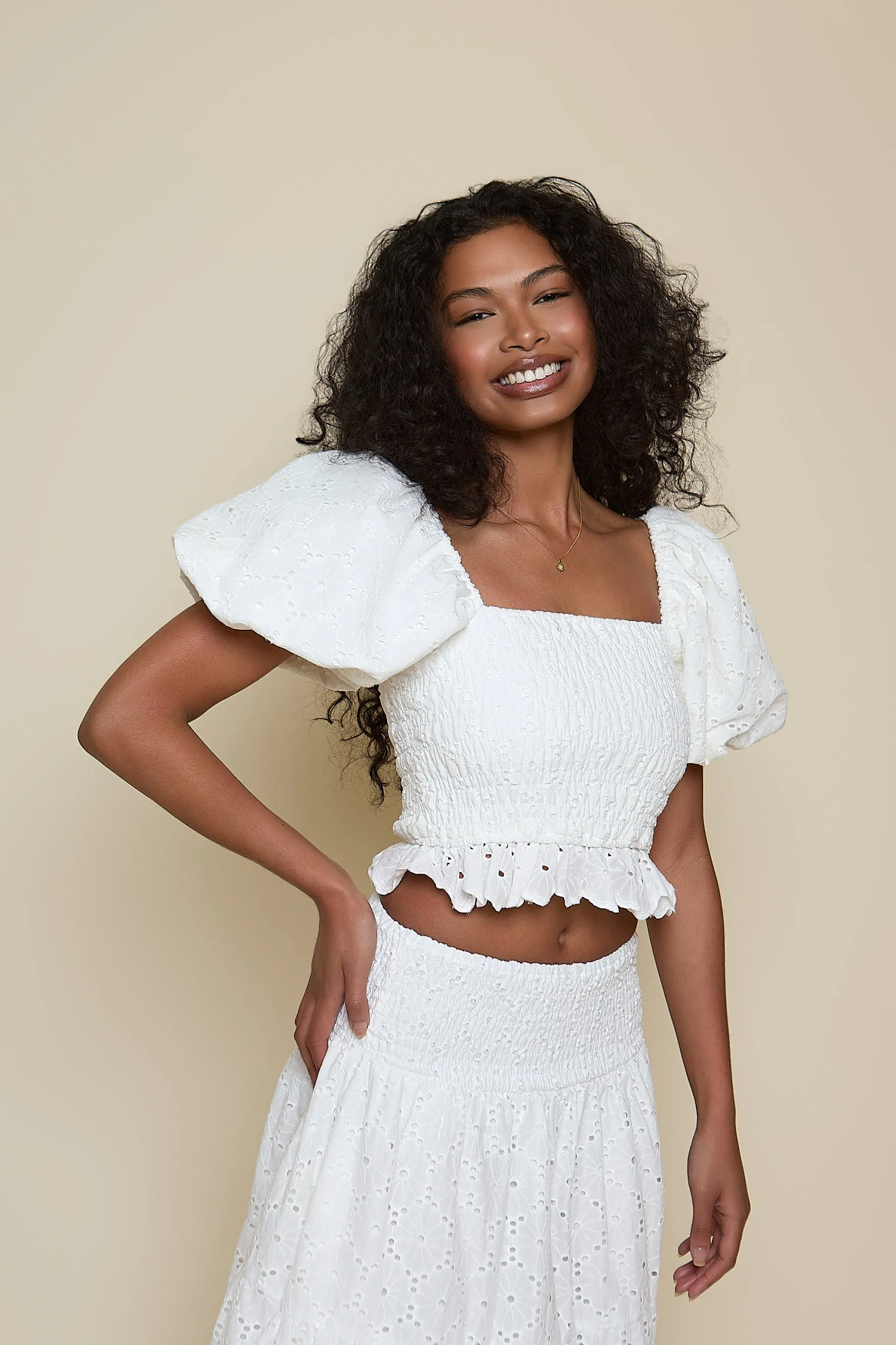 Gia Top - White Broderie sold by Molby the Label